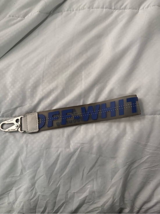 Off-White Accessories - Off-White Taupe Key Strap with Blue Logo